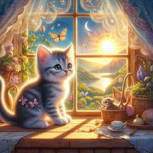Load image into Gallery viewer, Diamond Painting - Full Round - Glowing cat by the window (30*30CM)
