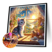 Load image into Gallery viewer, Diamond Painting - Full Round - Glowing cat by the window (30*30CM)
