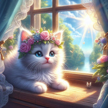 Load image into Gallery viewer, Diamond Painting - Full Round - Glowing cat by the window (30*30CM)
