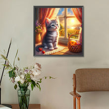 Load image into Gallery viewer, Diamond Painting - Full Round - Glowing cat by the window (30*30CM)
