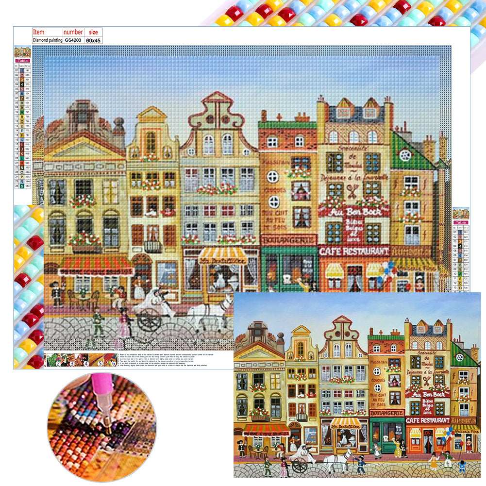 Diamond Painting - Full Square - houses street (60*45CM)