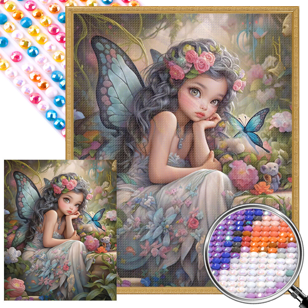 AB Diamond Painting - Full Round - butterfly elf girl (40*50CM)