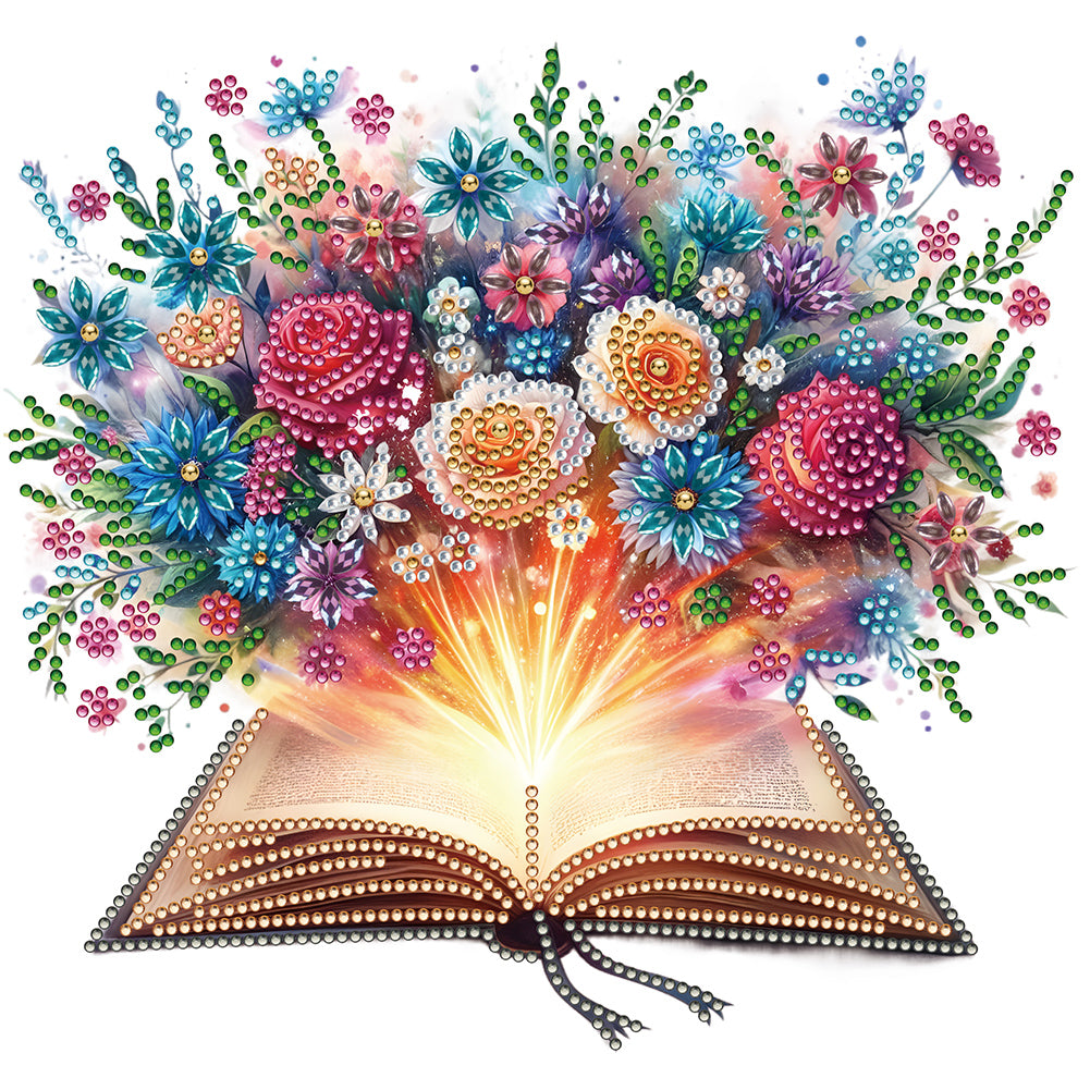 Diamond Painting - Partial Special Shaped - flowers in books (30*30CM)