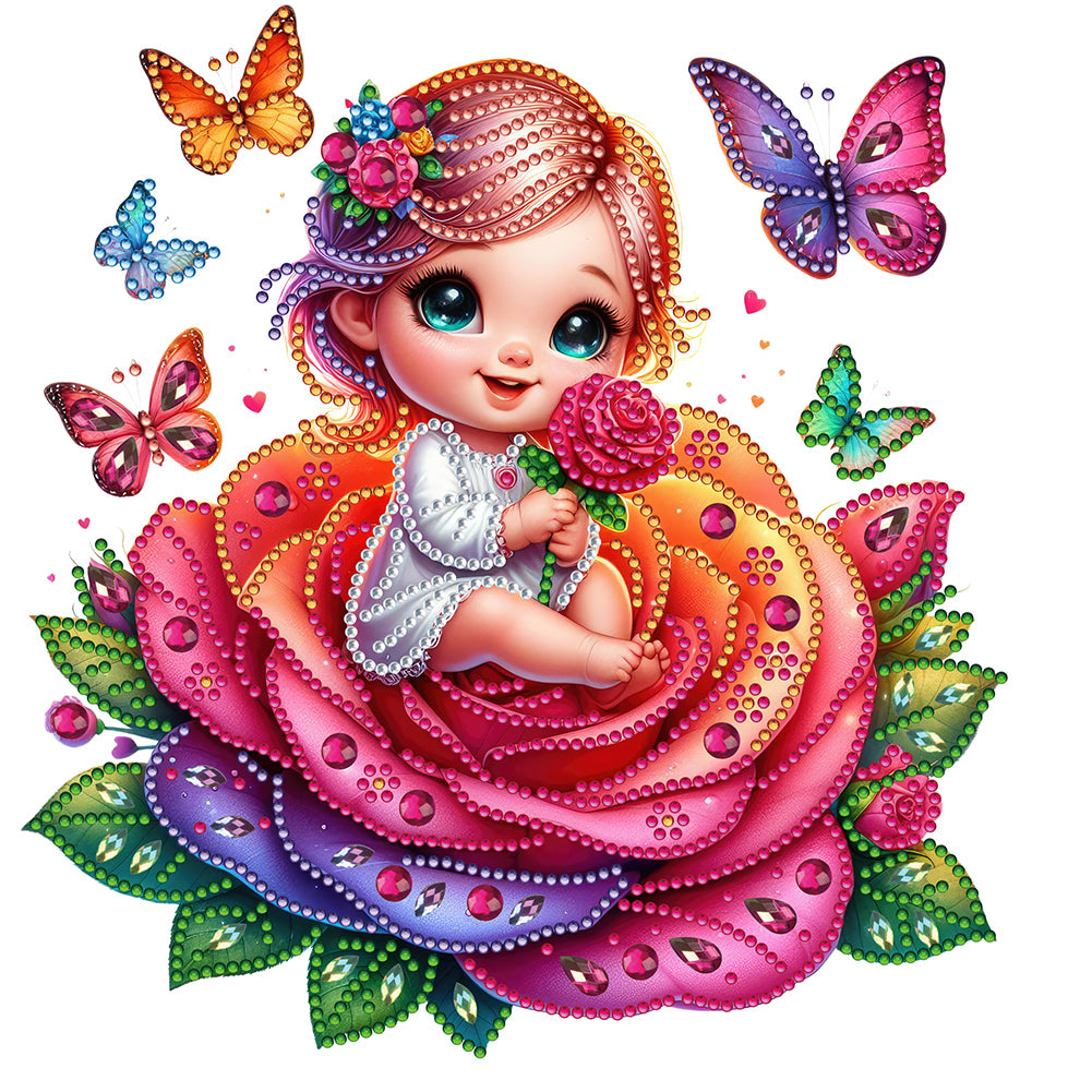 Diamond Painting - Partial Special Shaped - rose child (30*30CM)
