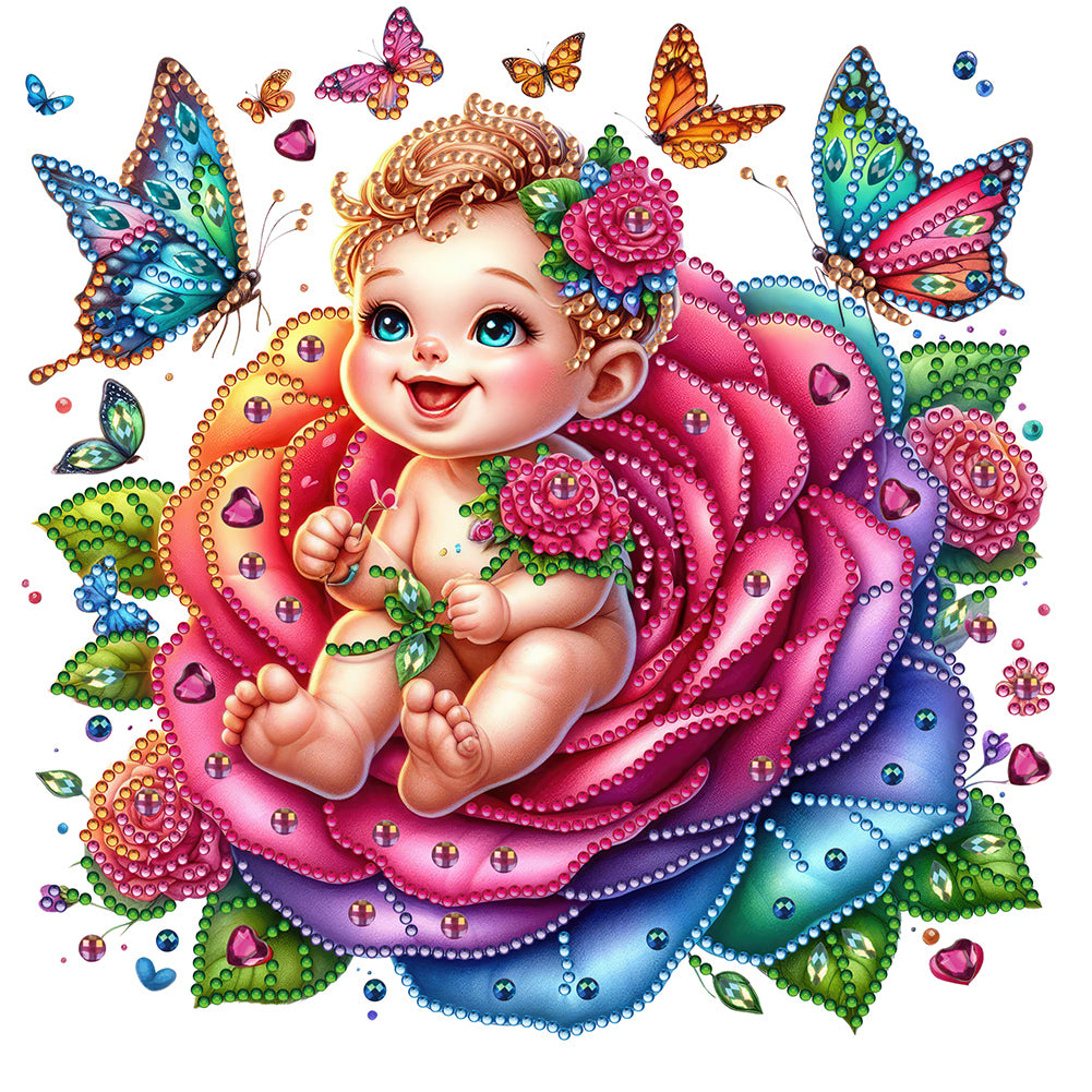 Diamond Painting - Partial Special Shaped - rose child (30*30CM)