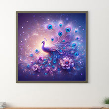 Load image into Gallery viewer, Diamond Painting - Full Round - purple fantasy background peacock (40*40CM)
