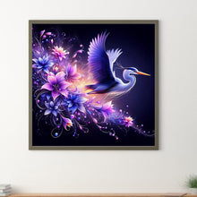 Load image into Gallery viewer, Diamond Painting - Full Round - Flying crane on purple fantasy background (40*40CM)
