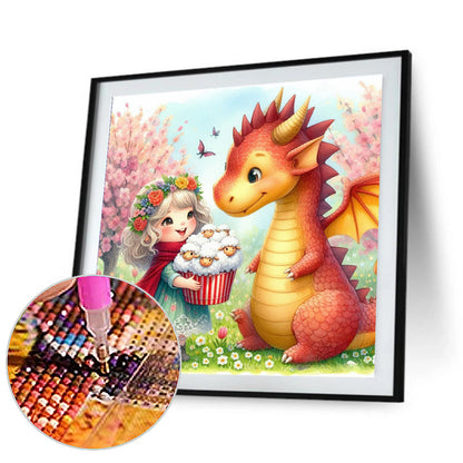 Diamond Painting - Full Round - dragon and girl (40*40CM)