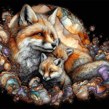 Load image into Gallery viewer, Diamond Painting - Full Round - Glass pattern fox family (40*40CM)
