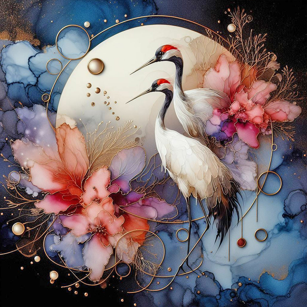 Diamond Painting - Full Round - Glass pattern red-crowned crane (40*40CM)