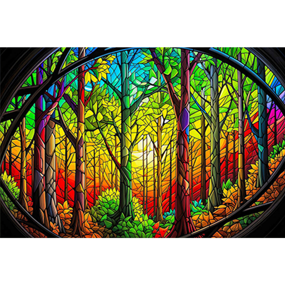 Diamond Painting - Full Round - glass art forest (60*40CM)
