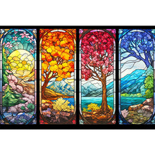 Load image into Gallery viewer, Diamond Painting - Full Round - glass art four seasons tree (60*40CM)
