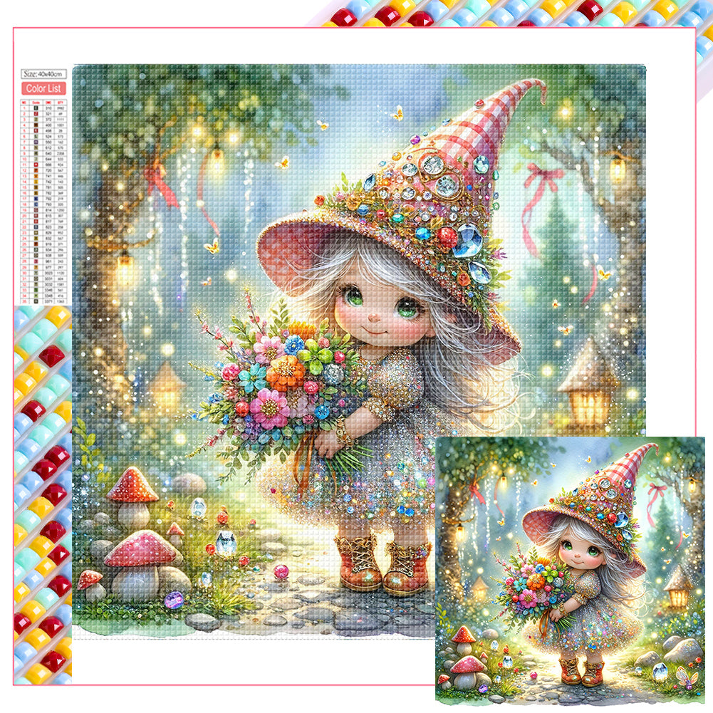 Diamond Painting - Full Square - little girl giving flowers in spring (40*40CM)