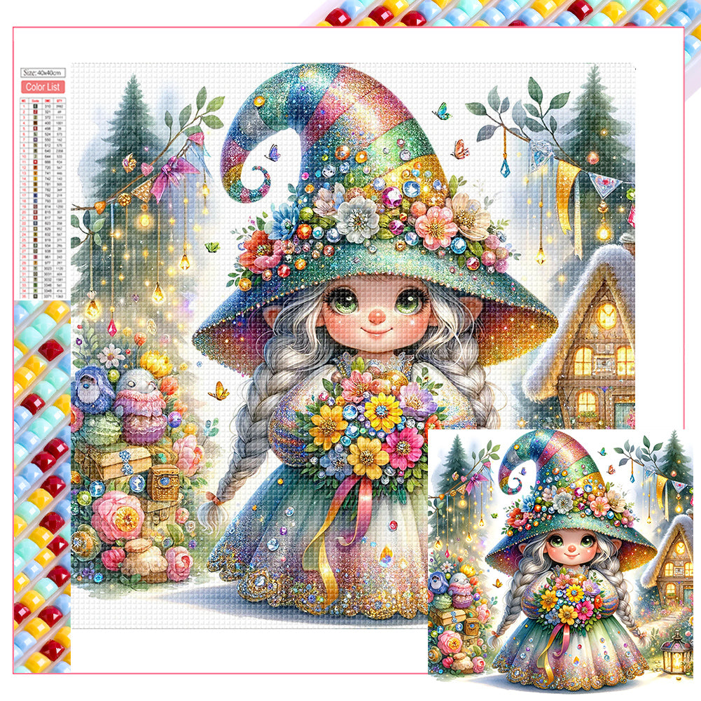 Diamond Painting - Full Square - little girl giving flowers in spring (40*40CM)