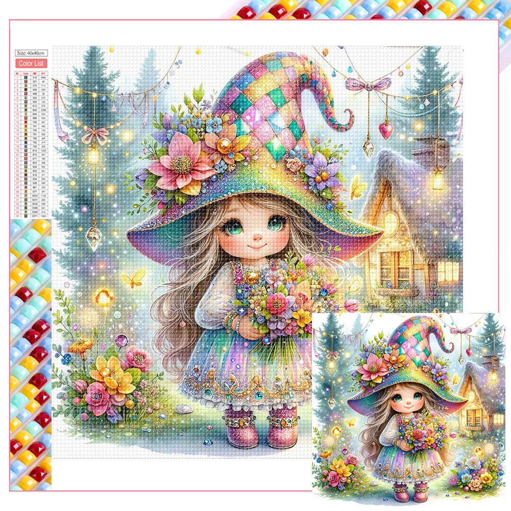 Diamond Painting - Full Square - little girl giving flowers in spring (40*40CM)