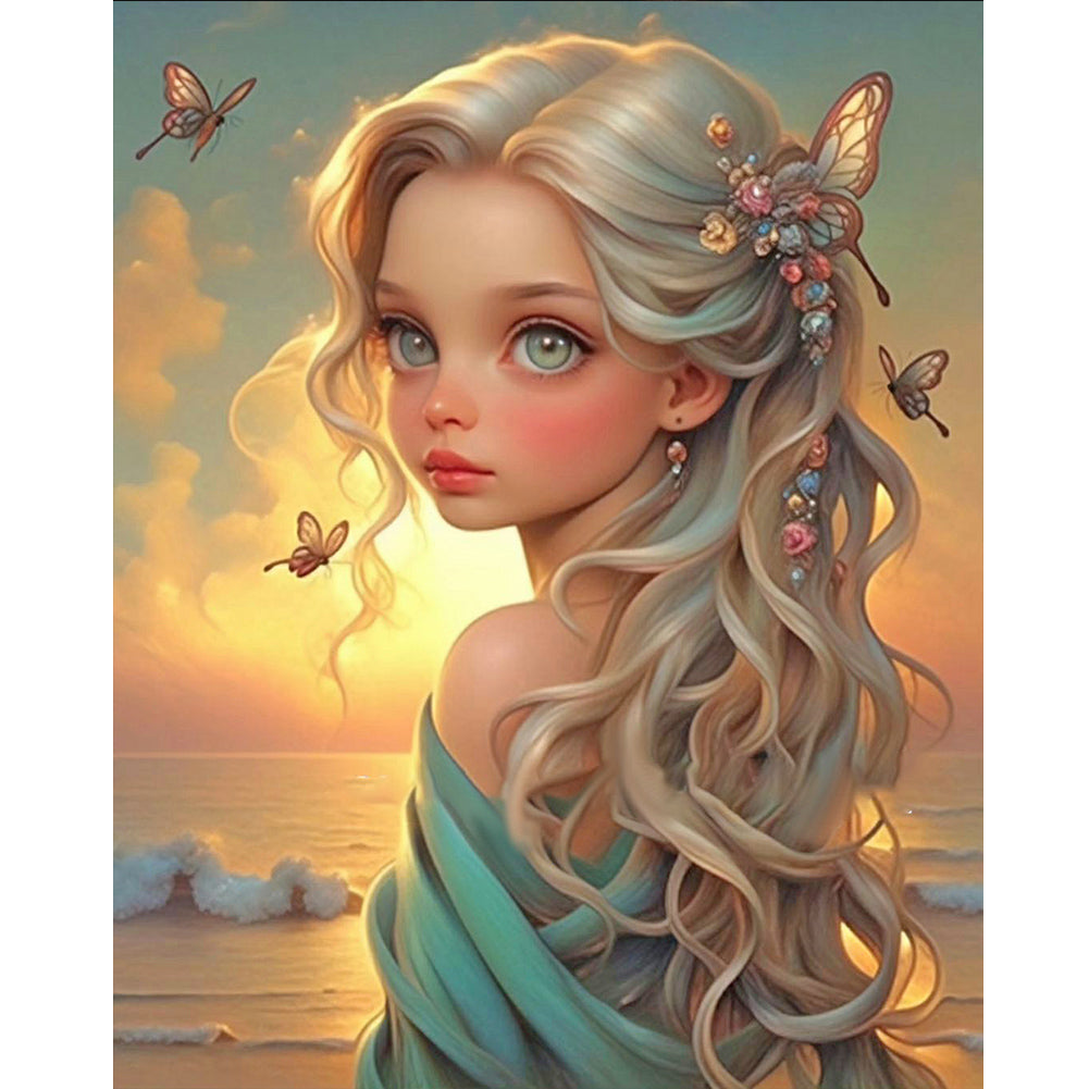 Diamond Painting - Full Round - seaside fairy girl (40*50CM)