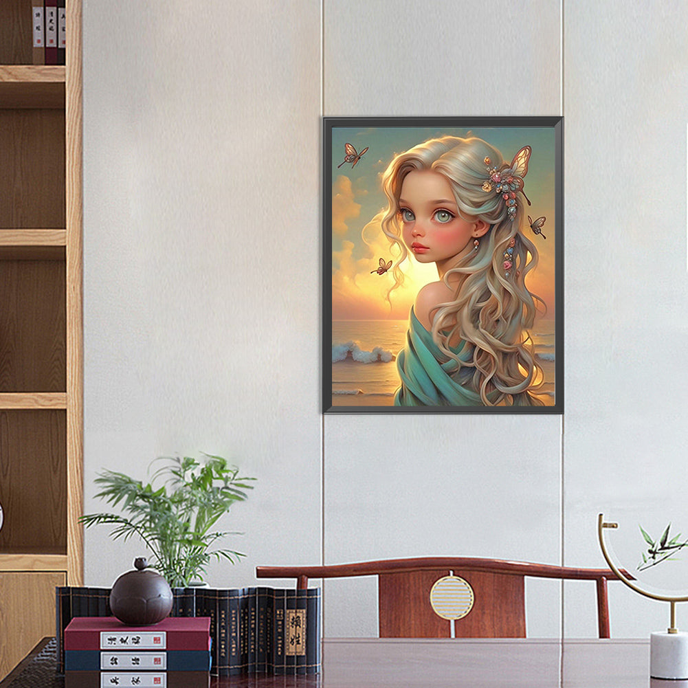 Diamond Painting - Full Round - seaside fairy girl (40*50CM)