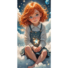 Load image into Gallery viewer, Diamond Painting - Full Round - Cute red-haired girl in the clouds (40*80CM)
