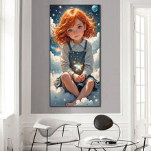 Load image into Gallery viewer, Diamond Painting - Full Round - Cute red-haired girl in the clouds (40*80CM)
