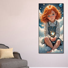 Load image into Gallery viewer, Diamond Painting - Full Round - Cute red-haired girl in the clouds (40*80CM)
