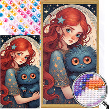 Load image into Gallery viewer, AB Diamond Painting - Full Round - Red-haired girl and little monster (40*75CM)
