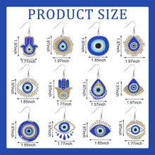 Load image into Gallery viewer, 12 Pairs Double Sided Evil Eye Diamond Glitter Art Earring Kit Party Ornaments
