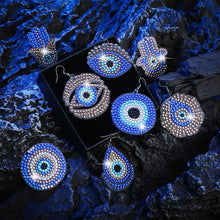 Load image into Gallery viewer, 12 Pairs Double Sided Evil Eye Diamond Glitter Art Earring Kit Party Ornaments
