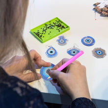 Load image into Gallery viewer, 12 Pairs Double Sided Evil Eye Diamond Glitter Art Earring Kit Party Ornaments
