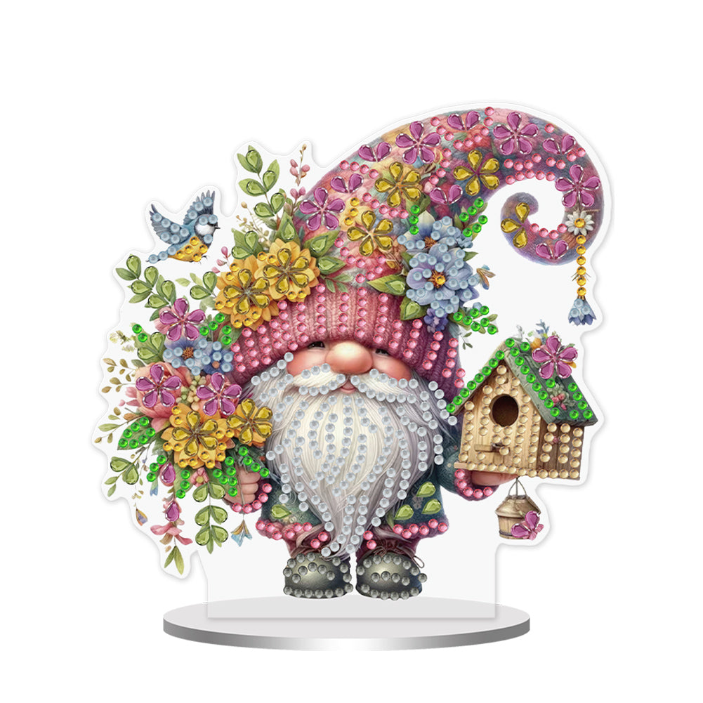 Single-Side Special Shape Spring Gnome Desktop Diamond Art Kits for Home Decor