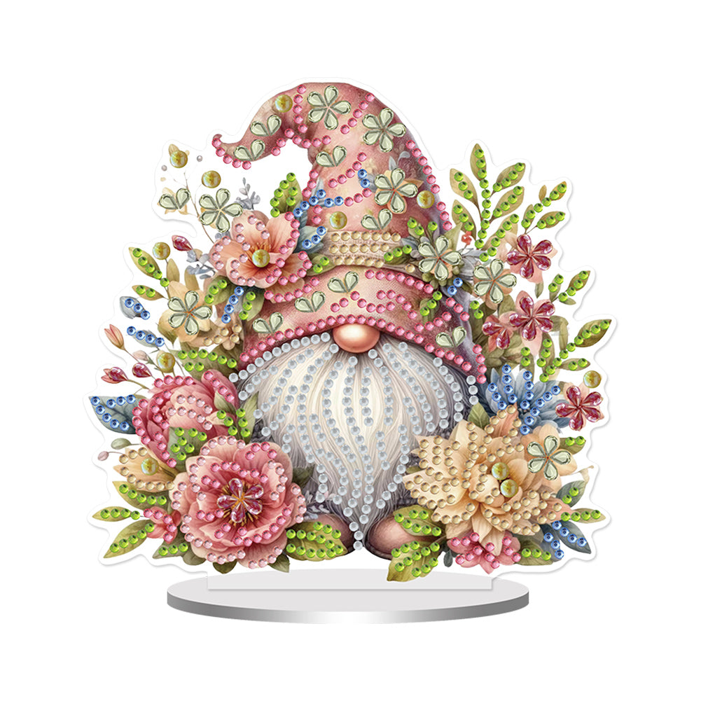 Single-Side Special Shape Spring Gnome Desktop Diamond Art Kits for Home Decor