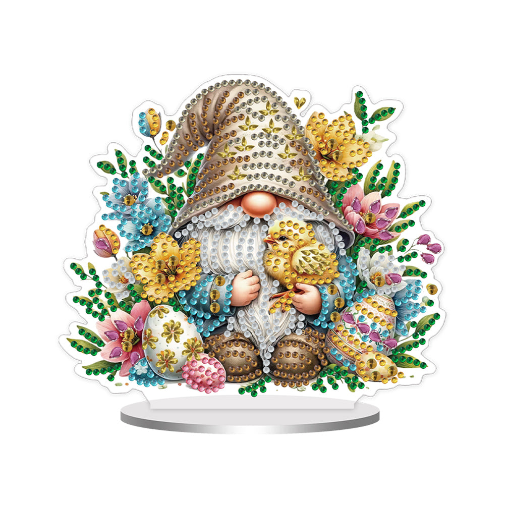 Single-Side Special Shape Spring Gnome Desktop Diamond Art Kits for Home Decor