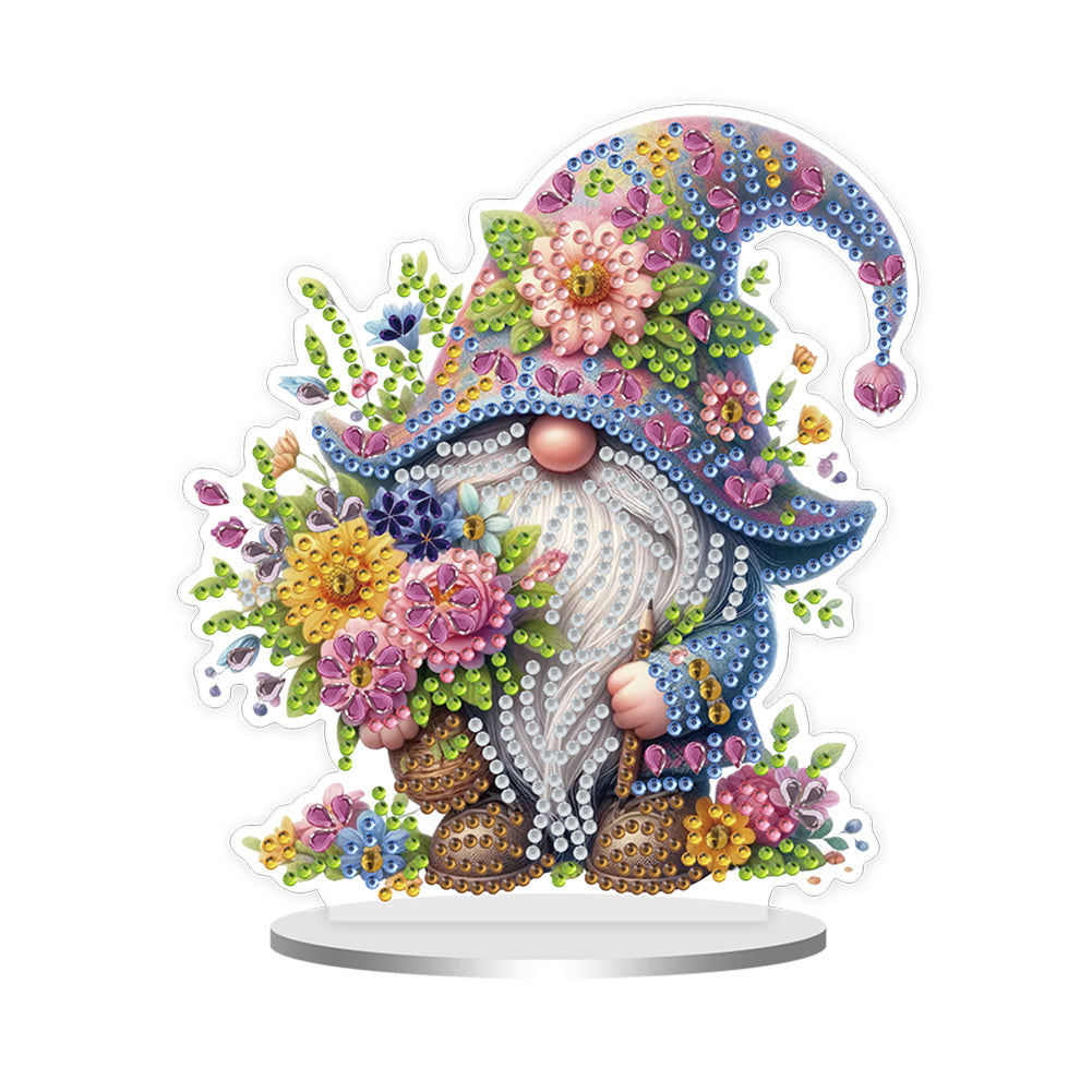 Single-Side Special Shape Spring Gnome Desktop Diamond Art Kits for Home Decor