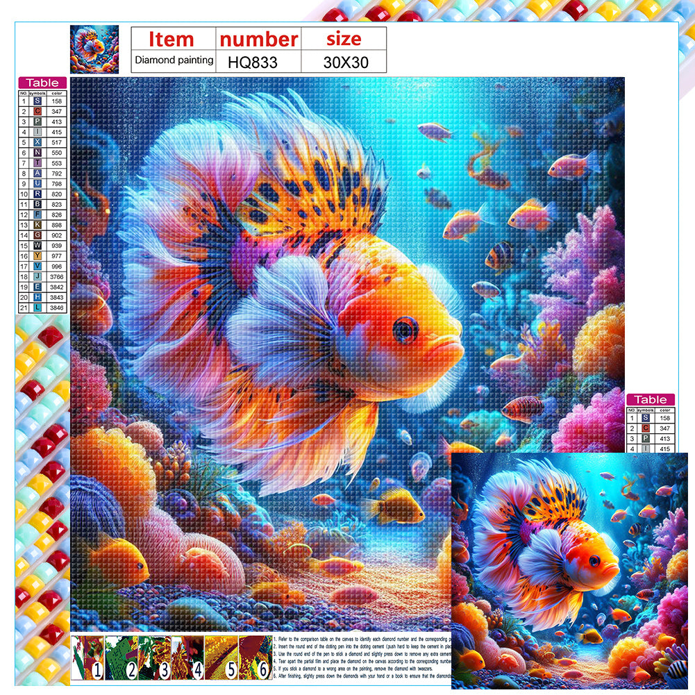 Diamond Painting - Full Square - Black Spotted Betta (30*30CM)