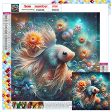 Load image into Gallery viewer, Diamond Painting - Full Square - Betta in the Sea of Flowers (30*30CM)

