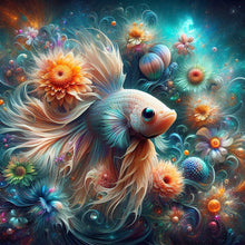 Load image into Gallery viewer, Diamond Painting - Full Square - Betta in the Sea of Flowers (30*30CM)

