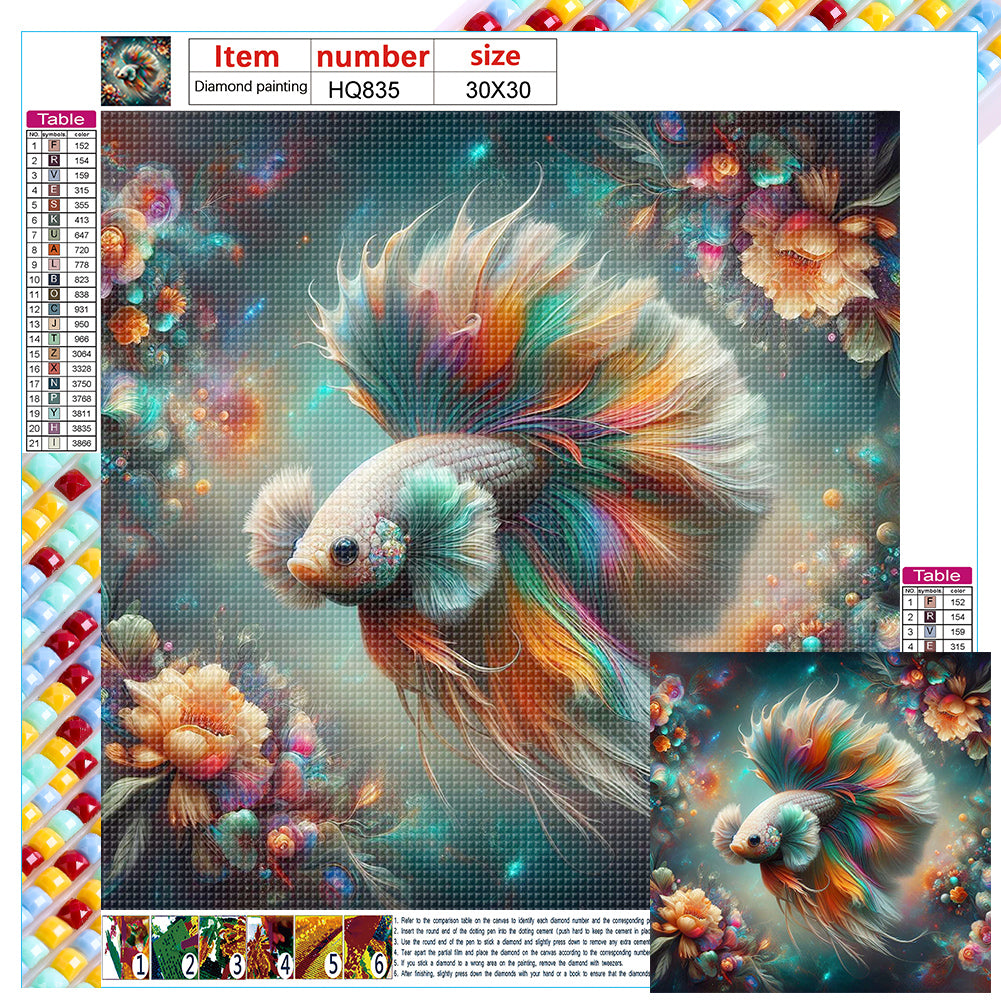 Diamond Painting - Full Square - Undersea fighting fish (30*30CM)