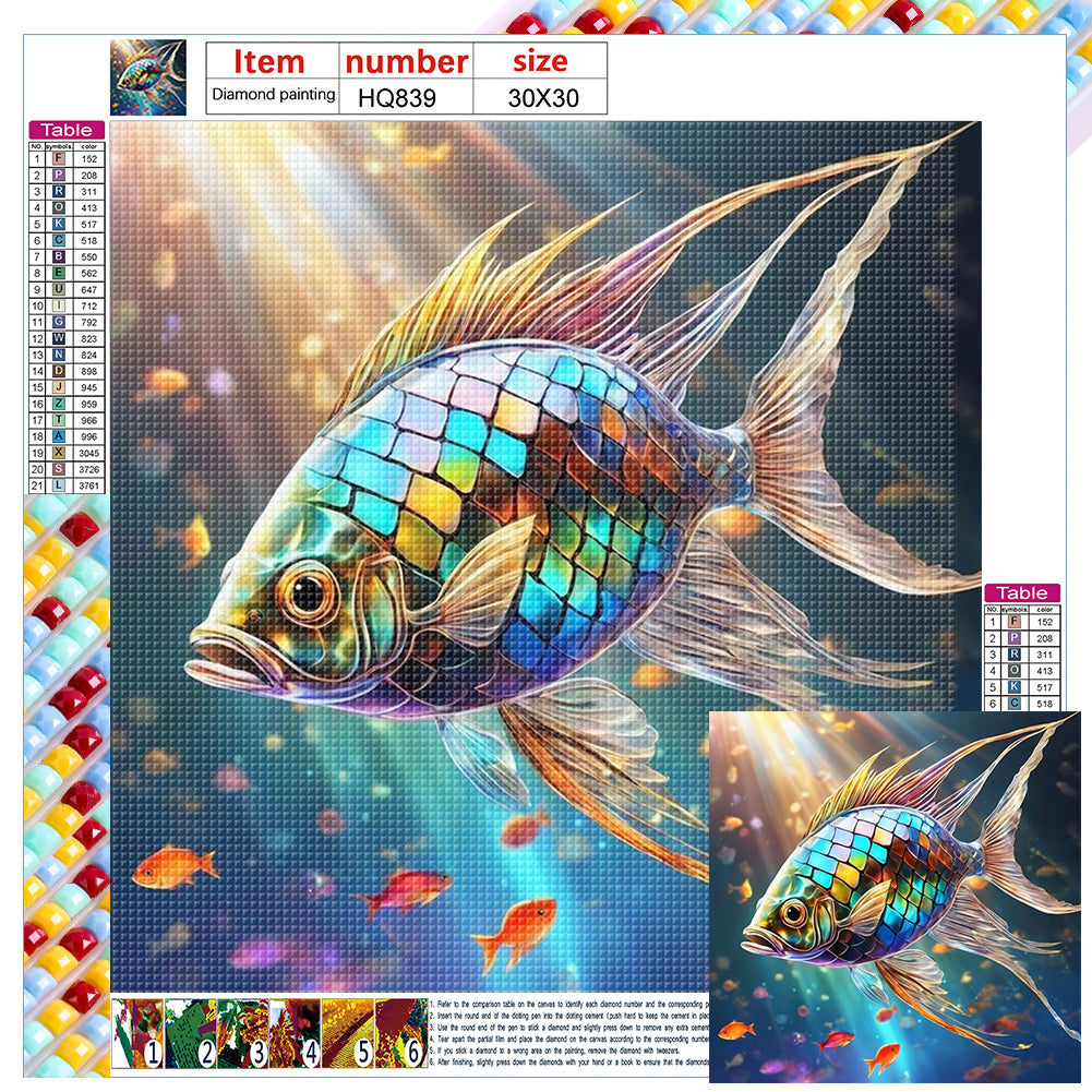 Diamond Painting - Full Square - Colorful Lin fish (30*30CM)