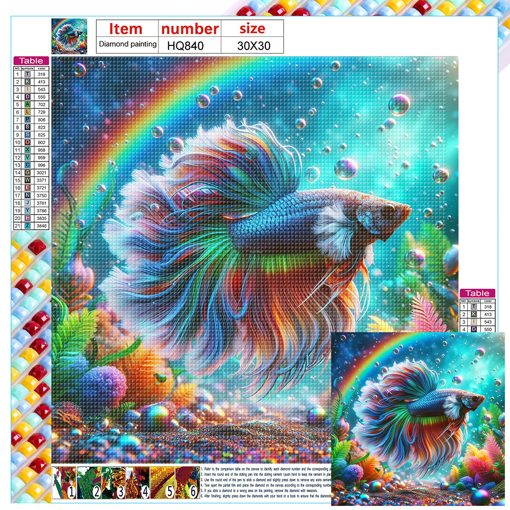 Diamond Painting - Full Square - Rainbow Betta (30*30CM)