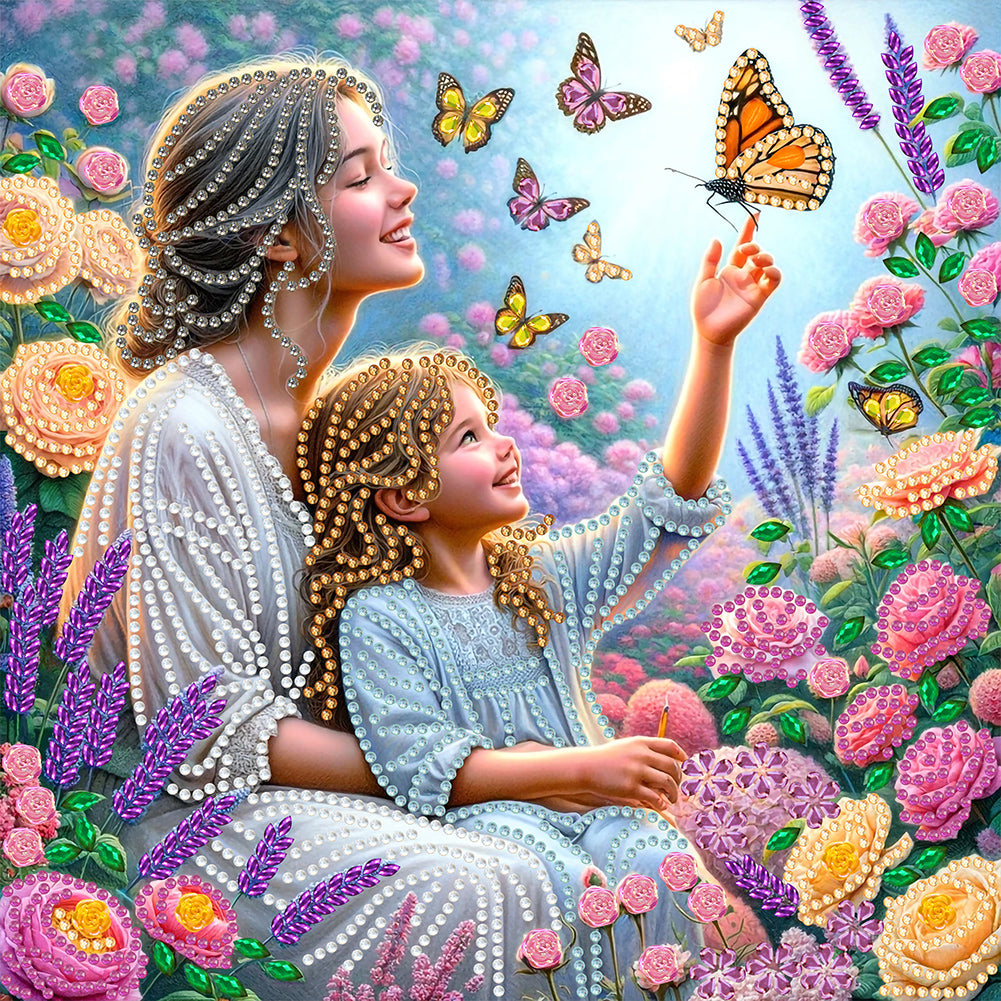 Diamond Painting - Partial Special Shaped - mother and son (30*30CM)