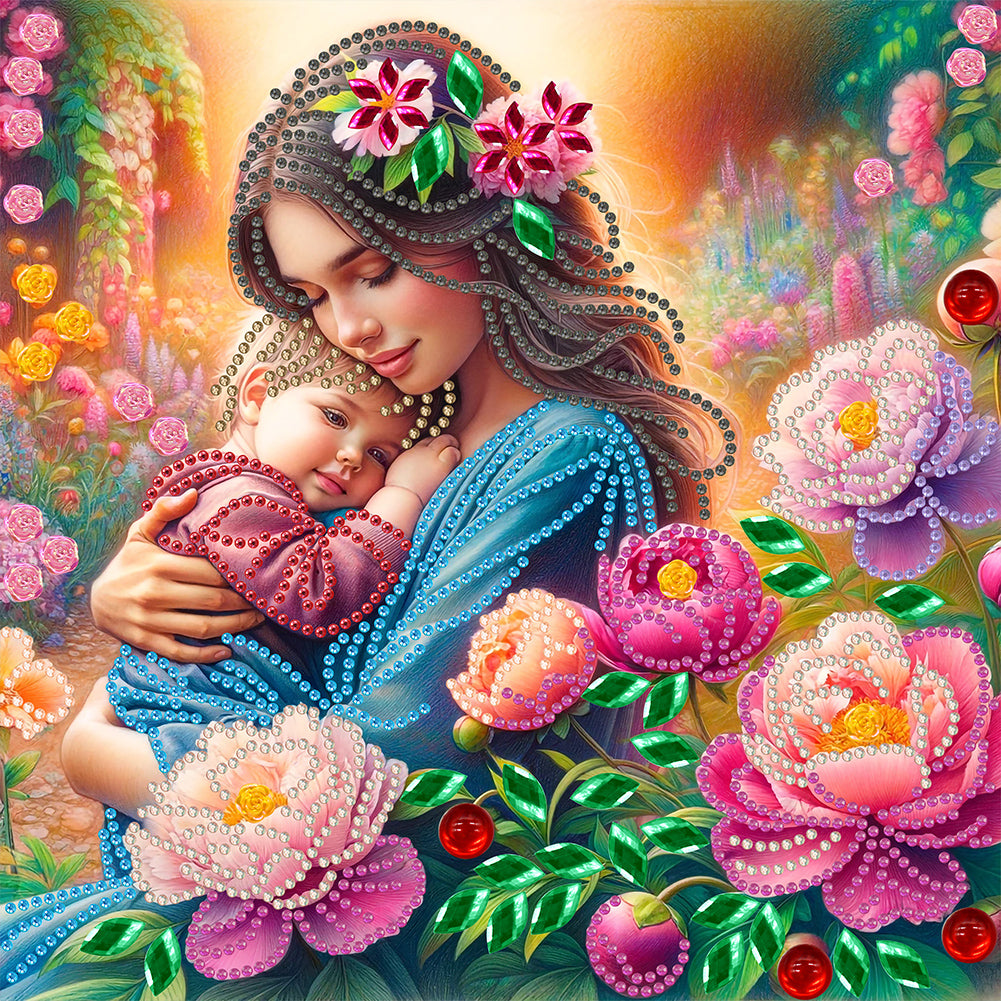 Diamond Painting - Partial Special Shaped - mother and son (30*30CM)