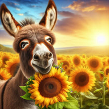Load image into Gallery viewer, Diamond Painting - Full Round - Donkey and sunflower (30*30CM)
