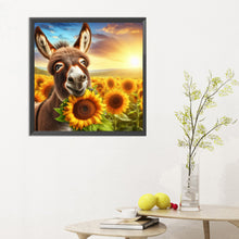 Load image into Gallery viewer, Diamond Painting - Full Round - Donkey and sunflower (30*30CM)
