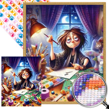Load image into Gallery viewer, AB Diamond Painting - Full Round - late night working girl (40*50CM)
