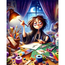 Load image into Gallery viewer, AB Diamond Painting - Full Round - late night working girl (40*50CM)
