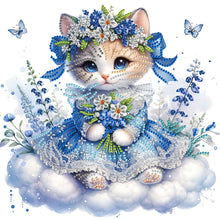 Load image into Gallery viewer, Diamond Painting - Partial Special Shaped - Little kitten with bouquet (30*30cm)
