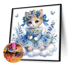 Load image into Gallery viewer, Diamond Painting - Partial Special Shaped - Little kitten with bouquet (30*30cm)
