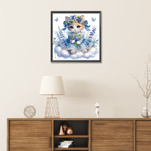 Load image into Gallery viewer, Diamond Painting - Partial Special Shaped - Little kitten with bouquet (30*30cm)
