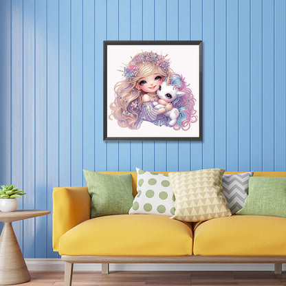 Diamond Painting - Partial Special Shaped - pink girl unicorn (30*30cm)