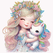 Load image into Gallery viewer, Diamond Painting - Partial Special Shaped - pink girl unicorn (30*30cm)
