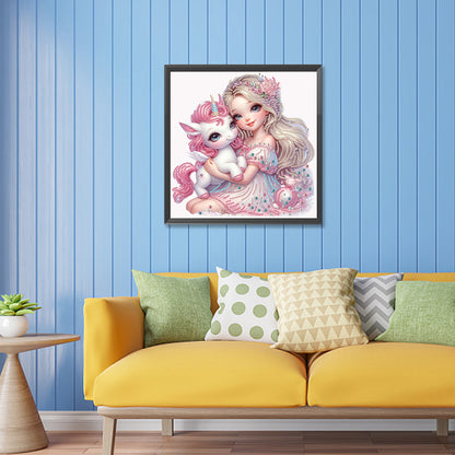 Diamond Painting - Partial Special Shaped - pink girl unicorn (30*30cm)